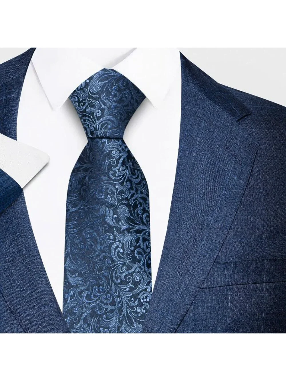 🆕Men Blue 100%Microfiber Paisley Jacquard Slim Formal Necktie For Wedding Dress